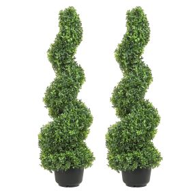 VEVOR 2 pcs. Artificial Boxwood Tower Topiary Spiral Artificial Plant 122cm high Decorative Plant Green Plastic PE Iron Topiary Plants incl. 10 p