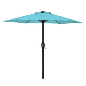 7.5ft Patio Outdoor Table Market Yard Umbrella with Push Button Tilt/Crank, 6 Sturdy Ribs for Garden, Deck, Backyard, Pool, Turquoise