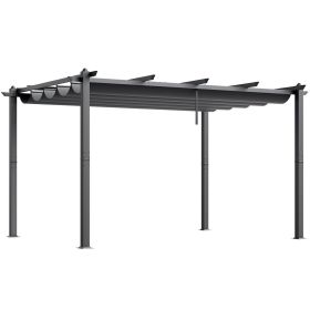 VEVOR 10'x13' Outdoor Retractable Pergola with Sun Shade Canopy Aluminum Gray