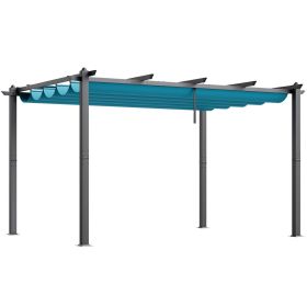 VEVOR 10'x13' Outdoor Retractable Pergola with Sun Shade Canopy Aluminum Bule