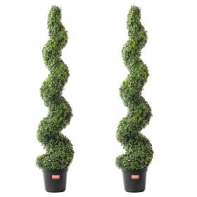 VEVOR 2 Pack 5' Artificial Boxwood Topiary Tree Faux Plant UV Decor In/Outdoor