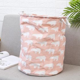 Household cloth dirty clothes basket (Option: Pink polar bear)