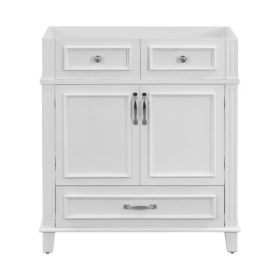 30 Inch Bathroom Vanity No Top, Solid Wood Frame Bathroom Storage Cabinet With Soft Close Door, Frame Only Bathroom Storage Cabinet, Vintage Styl (Color: White)