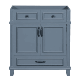 30 Inch Bathroom Vanity Topless, Solid Wood Frame Bathroom Storage Cabinet With Soft Close Door, Frame Only Bathroom Storage Cabinet, Vintage Sty (Color: Blue)