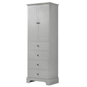 Cabinet With 2 Doors And 4 Drawers For Bathroom, Office (Color: Grey)