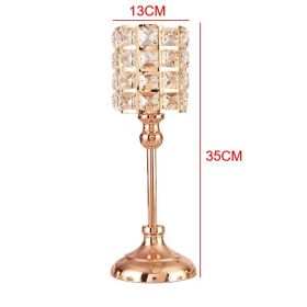 Luxury Crystal Metal Candle Holders Flowers Candlestick Glass Wedding Table Centerpiece Road Lead Candelabra Wedding Party Decor (Ships From: China, Color: Large)