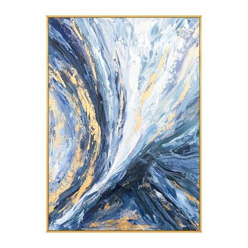 Modern Wall Art Pictures 100% hand painted Gold Foil Blue Canvas Oil Painting Wall Pictures For Living Room Decor Abstract Art No Frame Modern Wall Art Pictures 100% hand painted Gold Foil Blue Canvas Oil Painting Wall Pictures For Living Room Decor Abstract Art No Frame
