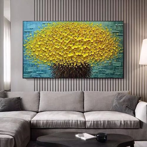 Modern Hand Painted Abstract Large Golden Tree Flower 3d Oil Painting On Canvas Home Decor Wall Art Picture For Living Room No Frame Modern Hand Painted Abstract Large Golden Tree Flower 3d Oil Painting On Canvas Home Decor Wall Art Picture For Living Room No Frame