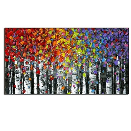 100% Hand Painted Abstract Oil Painting Wall Art Modern Minimalist Colorful Tree Landscape Picture Canvas Home Decor For Living Room Bedroom No 100% Hand Painted Abstract Oil Painting Wall Art Modern Minimalist Colorful Tree Landscape Picture Canvas Home Decor For Living Room Bedroom No