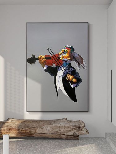 100% Handmade Colored Mr. Rabbit Playing Violin Animal Square Picture Oil on Canvas Home Decor 100% Handmade Colored Mr. Rabbit Playing Violin Animal Square Picture Oil on Canvas Home Decor