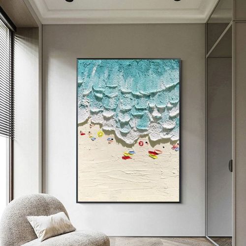 Thick Texture People On The Beach Handmade Abstract Oil Painting Unframed Custom Artwork China Import Item Decoration For Home Thick Texture People On The Beach Handmade Abstract Oil Painting Unframed Custom Artwork China Import Item Decoration For Home