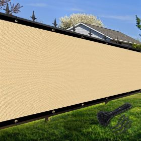 Artpuch Privacy Fence Screen Sand Customized Outdoor Mesh Panels for Backyard, Balcony,Patio,Construction Site with Zip Ties (Color: Sand, size: 8x33 ft)