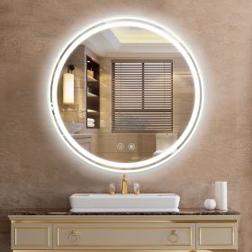 ROUND BATHROOM MIRROR 24X24 INCH (Color: White)